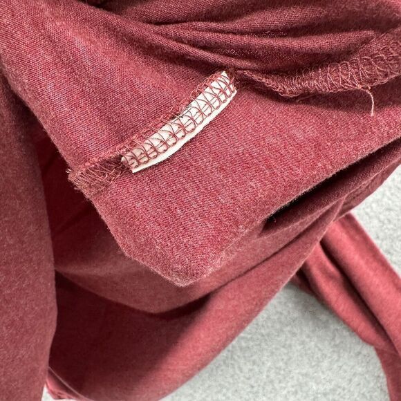 PrAna T-Shirt Womens Medium Dark Red Long Sleeve V-Neck Tee Basic Ruffle Accent - Picture 8 of 12